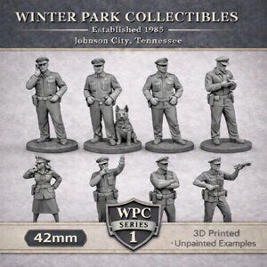 42mm Police Figures Set Model Diorama Officer Figures 3D Printed Police 8pc Set